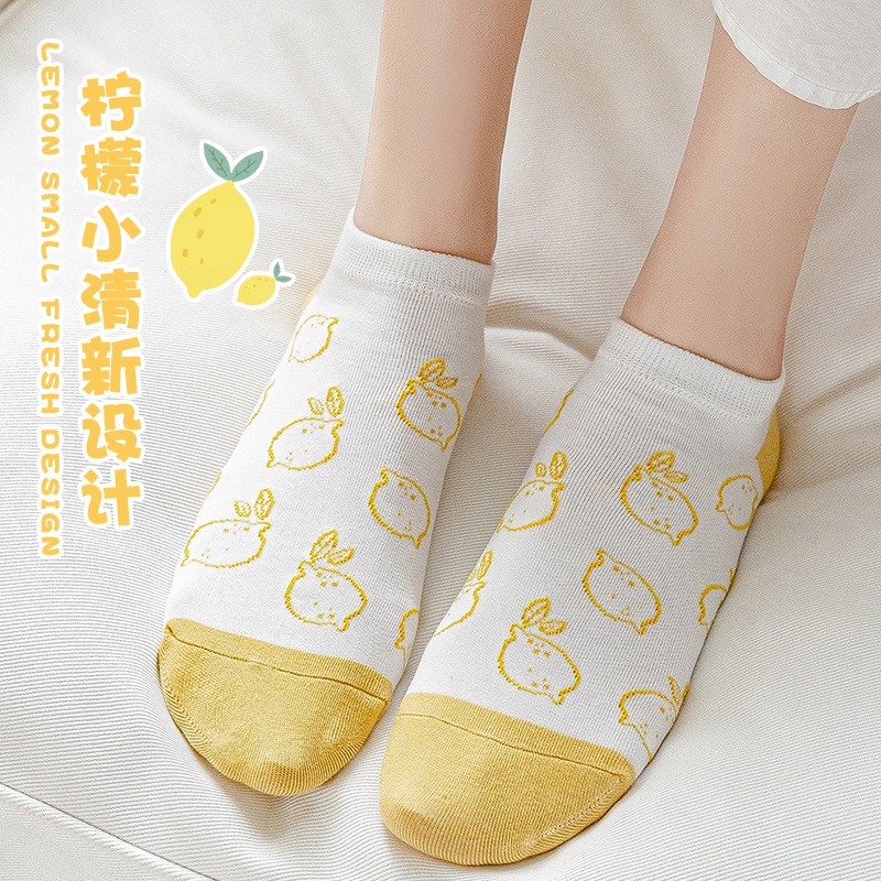 Đôi Vớ Thuyền Bằng Vải Cotton In Hình Trái Cây Thời Trang Xuân Hè Dành Cho Nữ