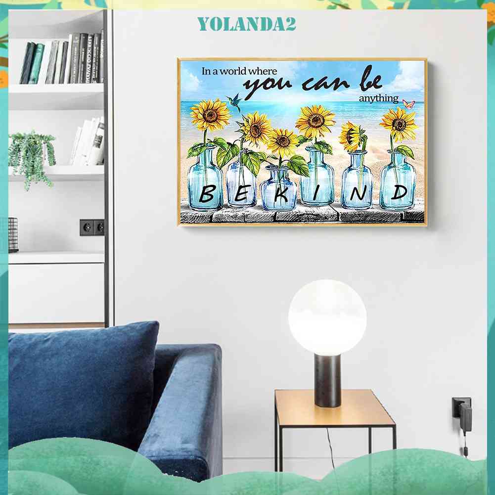 Tranh Đính Đá Kim Cương Toàn Bộ 5D DIY Hình Bình Hoa Hướng Dương