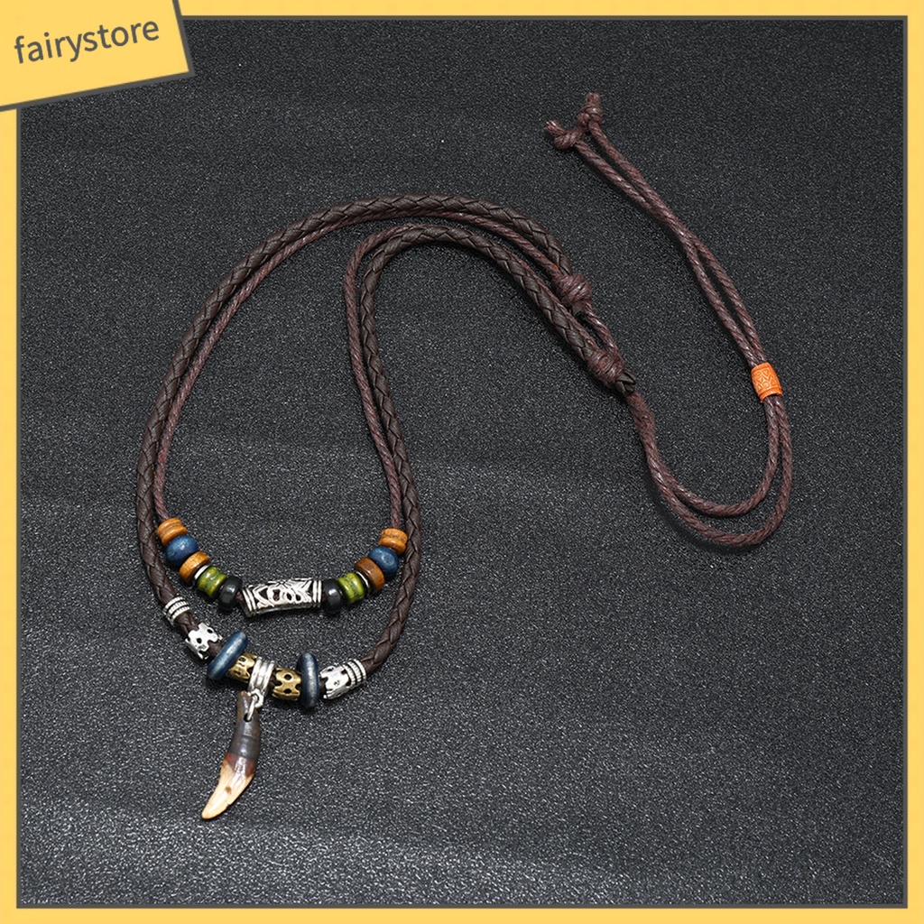 Vòng cổ Giả Da Nhiều Lớp Phong Cách Retro Vintage Thời Trang Cho Nam [Fairy1]