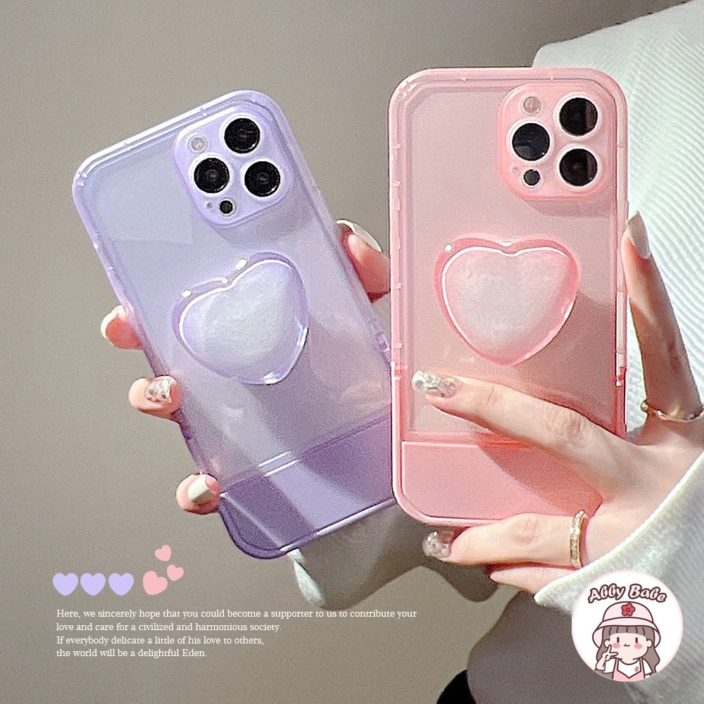 Ốp Điện Thoại TPU Dẻo Trong Suốt Chống Sốc Có Giá Đỡ Hình Trái Tim Cho IPhone 14 Pro Max 13 12 11 Pro Max X XS