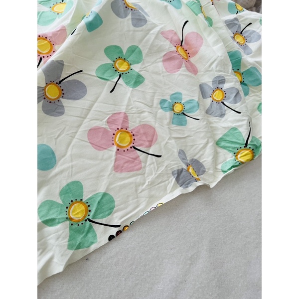 Vải thô cotton hoa lá loại dày dặn may ga gối