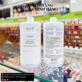 [CHÍNH HÃNG] Dầu Gội Tím Keune CARE Silver Savior Shampoo 1000ml dành cho tóc nhuộm màu sáng, bị tẩy hoặc vàng tự nhiên