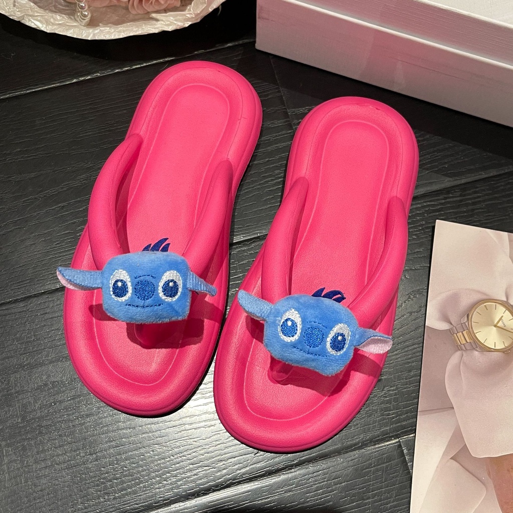 Dép Xỏ Ngón Đi Trong Nhà Chống Trượt Họa Tiết Hoạt Hình Stitch Dễ Thương Cho Bé