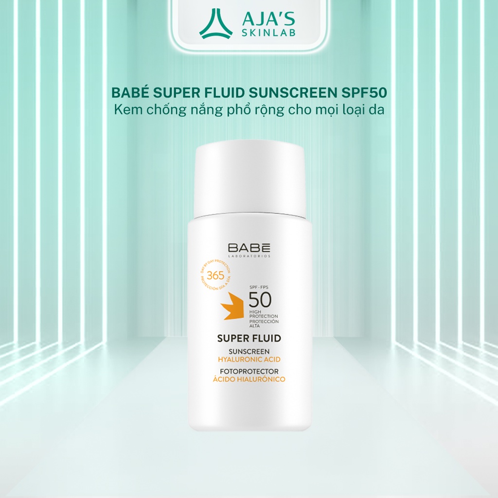 Kem chống nắng phổ rộng BABÉ Super Fluid Sunscreen SPF50 50ml (mọi loại da) - AJAS SKINLAB