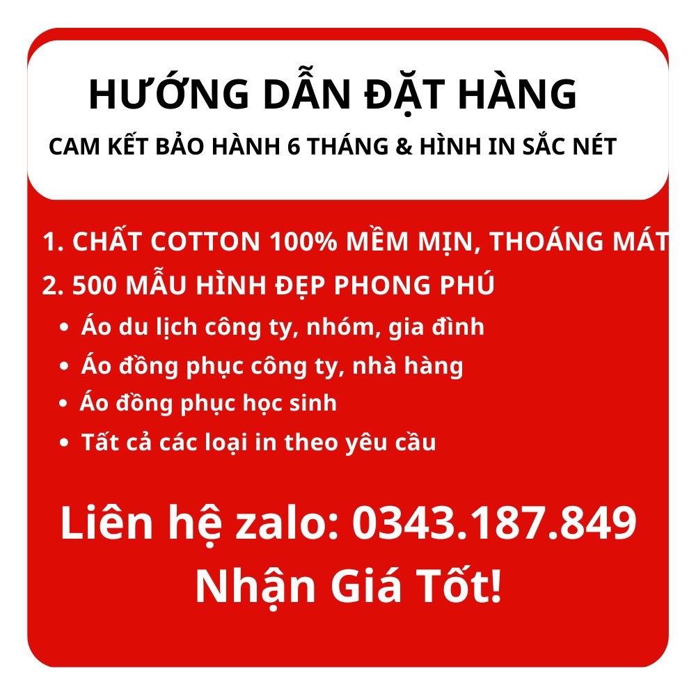 IN ÁO THEO YÊU CẦU  RẺ VÔ ĐỊCH CHO NHÀ HÀNG, CÔNG TY, GIA ĐÌNH, NHÓM BẠN, ÁO ĐI DU LỊCH, ÁO NHÓM, ÁO LỚP chất cotton xịn