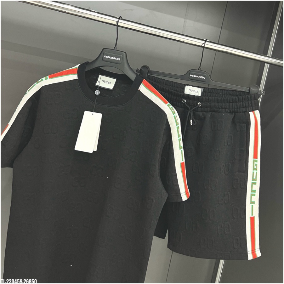 🔥Hot🔥Bộ Gucci vân nổi áo phối vai thiết kế hot trend Nam nữ New 2023