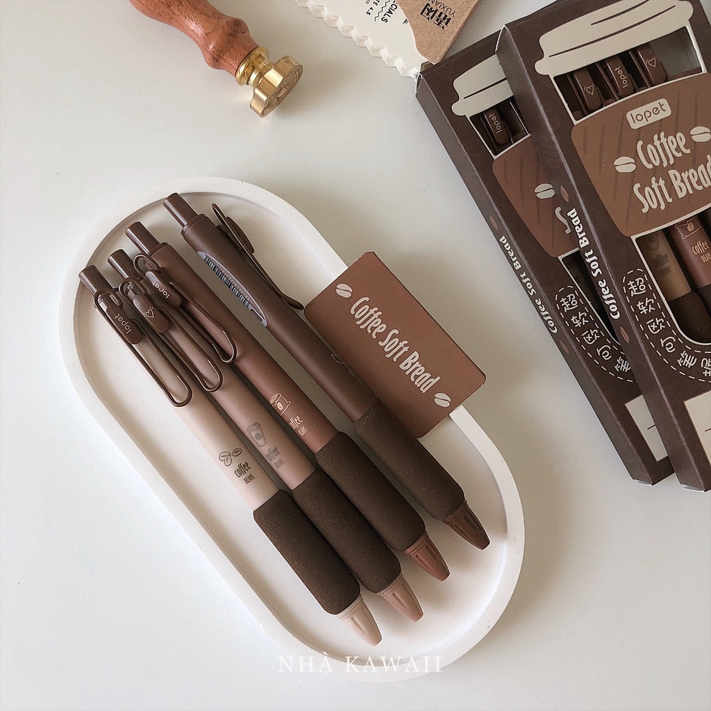 Bút gel đen Lopet Coffee có đệm tay siêu êm