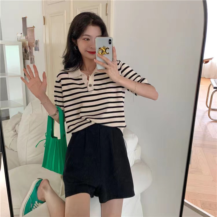 Áo Thun polo Ngắn Tay Họa Tiết Kẻ Sọc Thời Trang Hong Kong | BigBuy360 - bigbuy360.vn