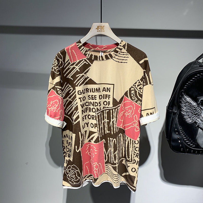 Áo Thun Ngắn Tay Dáng Rộng Thiết Kế Mới Năng Động Thời Trang Theo Phong Cách Hồng Kông Dành Cho Nam