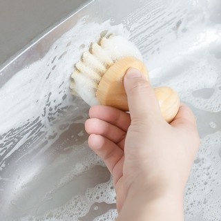 Chổi/ bàn chải xơ dừa tay cầm gỗ cọ chảo, xoong nồi, rửa bát đĩa giá rẻ thân thiện môi trường ở Hà Nội