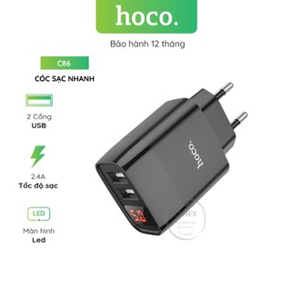 Cóc Sạc Nhanh Hoco C86 2 Cổng Usb 2.4a Màn Hình Led