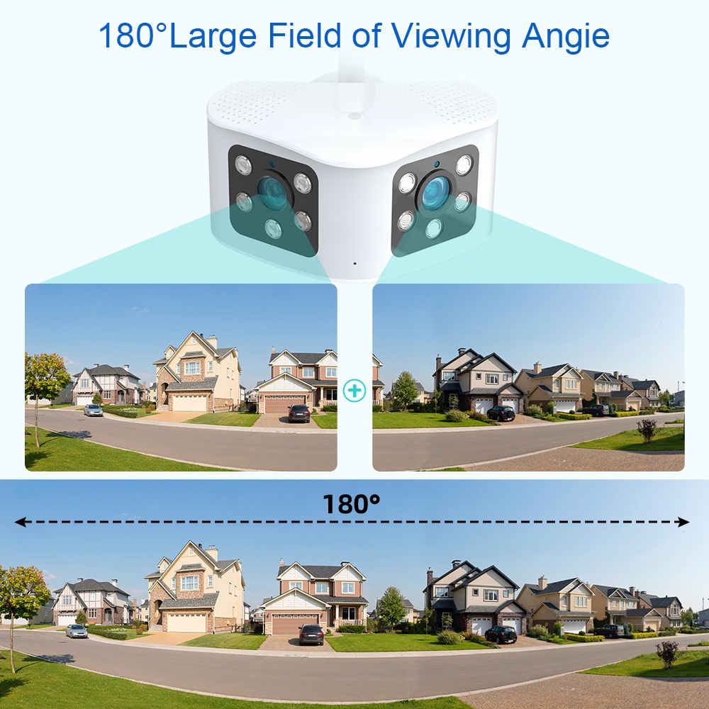 LLSEE Camera 2 mắt wifi không dây ngoài trời 4K/góc rộng 8.0mpx ultra HD tiêu chuẩn 180 độ/có màu ban đêm/gọi hai chiều