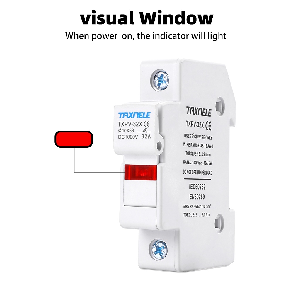 Giá Đỡ Cầu Chì Năng Lượng Mặt Trời DC 1000V PV 6A 10A 15A 20A 25A 30A DC