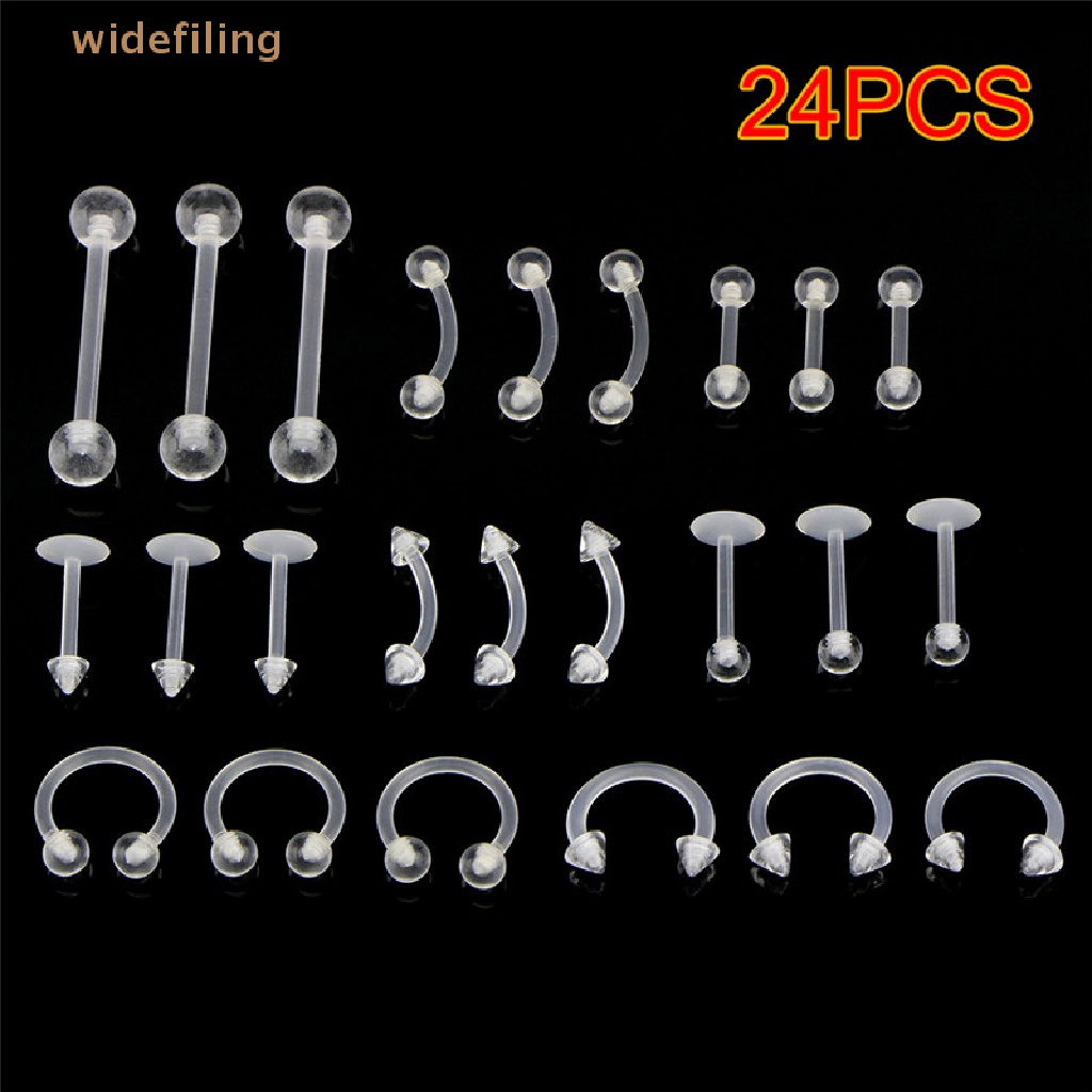 Set 24 Khuyên Rốn / Lưỡi / Môi / Rốn Bằng Thép Không Gỉ Nhiều Màu Sắc Cá Tính