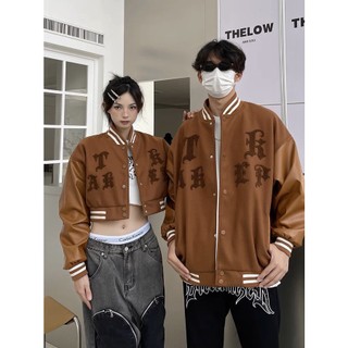 Áo khoác varsity croptop , bomber tay da nam nữ form rộng phong cách vintage