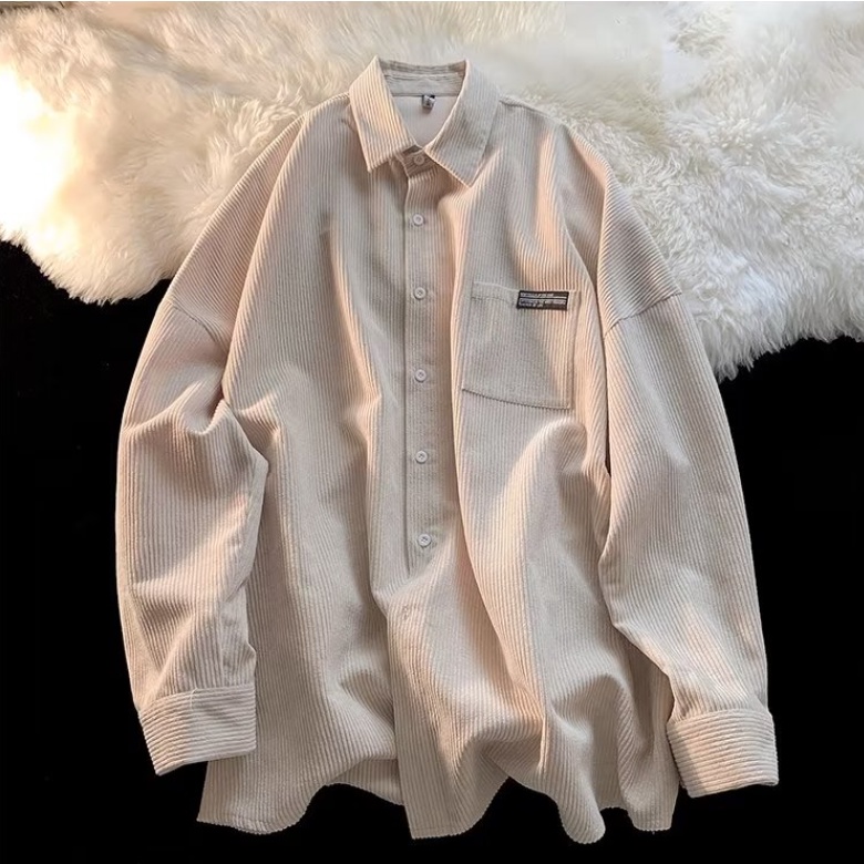 Áo Sơ Mi Dáng Rộng Thời Trang Vintage Hàn Quốc Cá Tính Cho Nam Nữ áo sơ mi nam nhung tăm áo sơ mi nam form rộng hàn quốc
