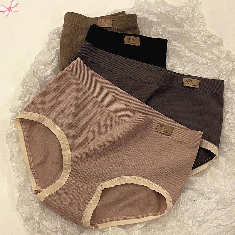 Quần Lót Cotton Không Đường May Mềm Mại Màu Trơn Kháng Khuẩn Thoải Mái Cho Nữ ruiyan