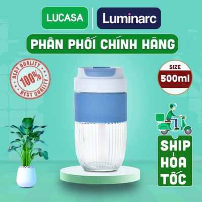 Ly Thủy Tinh Luminarc Blue 500ml - Ly Coffee Có Nắp L2209 | Phân Phối Chính Hãng