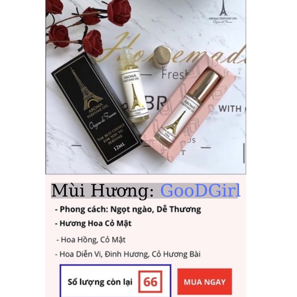 Tinh dầu nước hoa Pháp Aroma, tinh dau  dạng lăn 12ml quyến rũ, sexy