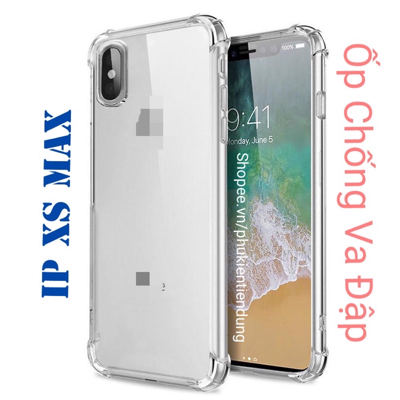 Ốp Lưng iPhone Xs Max Dẻo Trong Suốt Chống Va Đập Có Gù Bảo Vệ 4 Gốc Silicon Cao Cấp