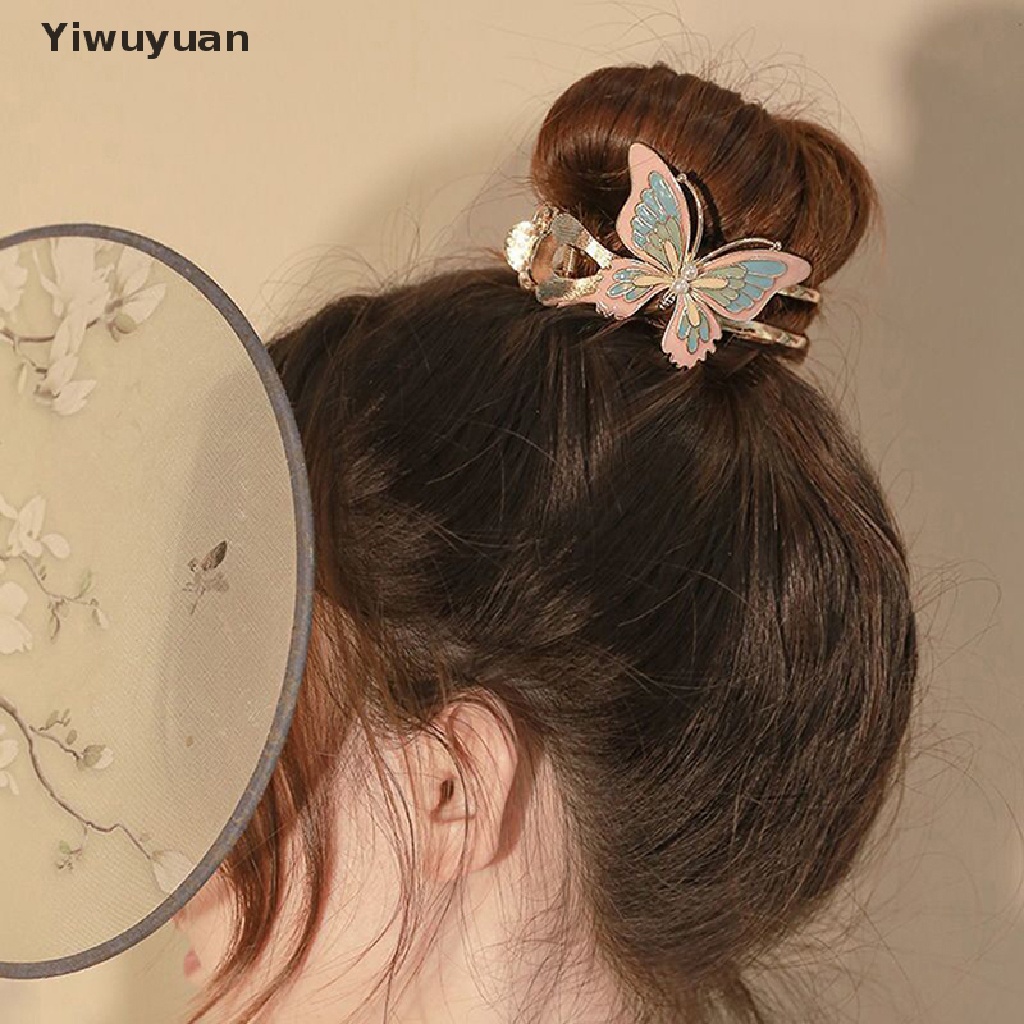 < Yiwuyuan > Kẹp Tóc Đuôi Ngựa Họa Tiết Bướm Sơn Trung Quốc Cổ Điển Phụ Kiện Tóc Đuôi Ngựa Cao Cho Nữ
