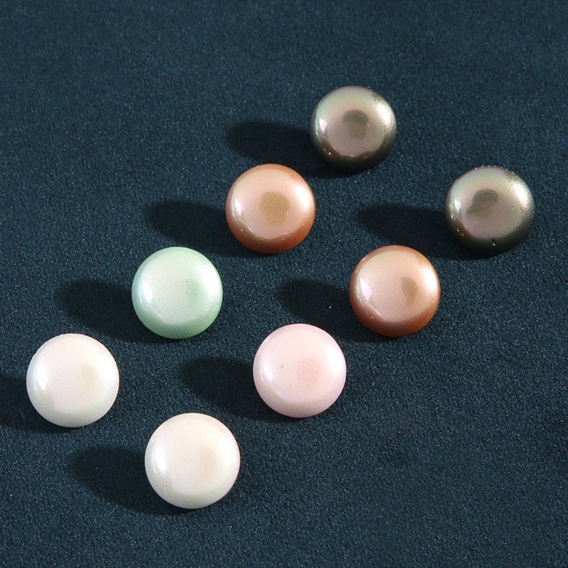 Set 10 / 10 Khuy Măng Sét Tròn Đính Ngọc Trai Sang Trọng