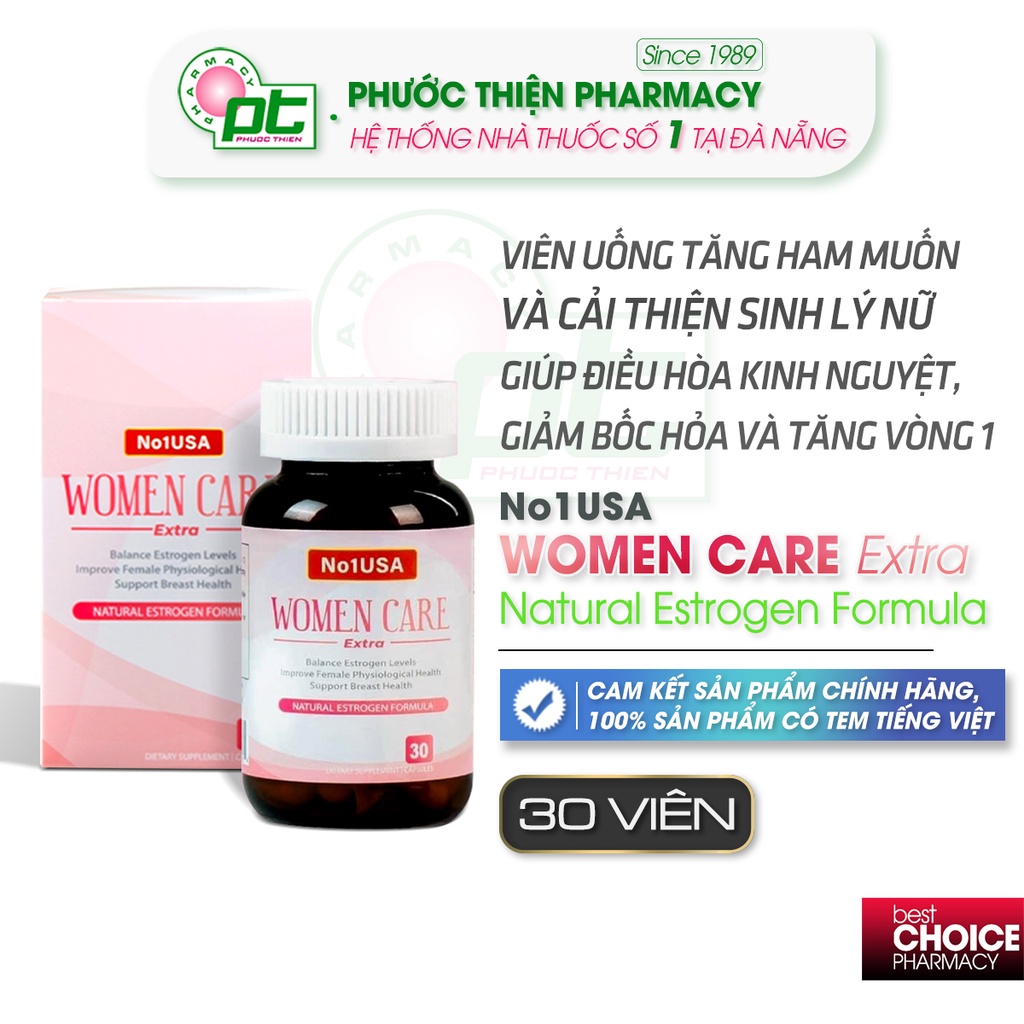 Viên uống tăng cường estrogen hỗ trợ sinh lý nữ No1USA Women Care Extra 30 viên - Sâm tố nữ giảm bốc hỏa, tăng ham muốn