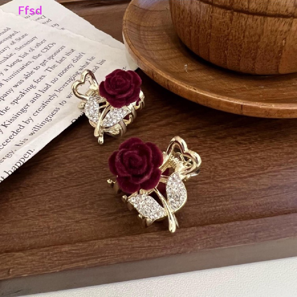 Kẹp Tóc Càng Cua Mini Hình Hoa Hồng Đính Đá Cổ Điển Thanh Lịch Thời Trang Cho Nữ