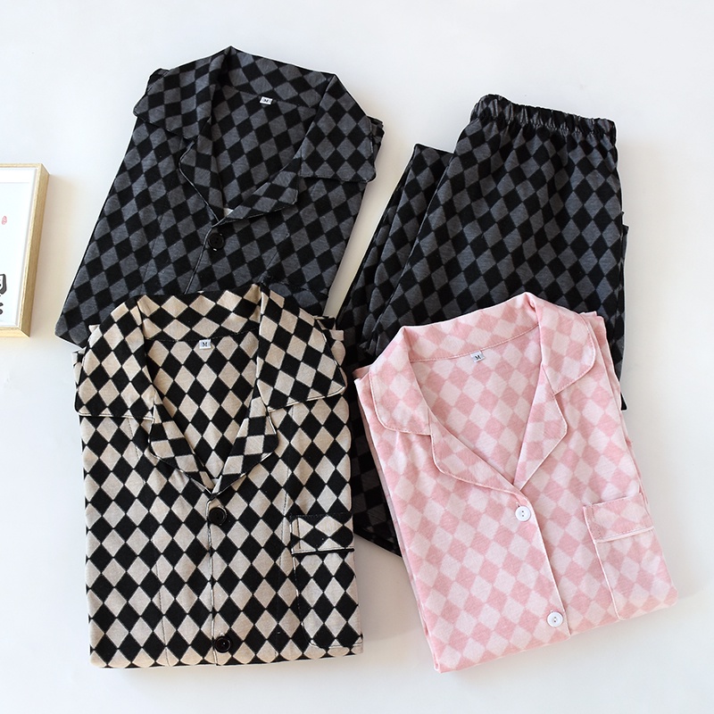 Bộ Đồ Ngủ Tay Dài Chất Liệu Cotton Dày Dặn Thời Trang Thu Đông Xinh Xắn Cho Cặp Đôi