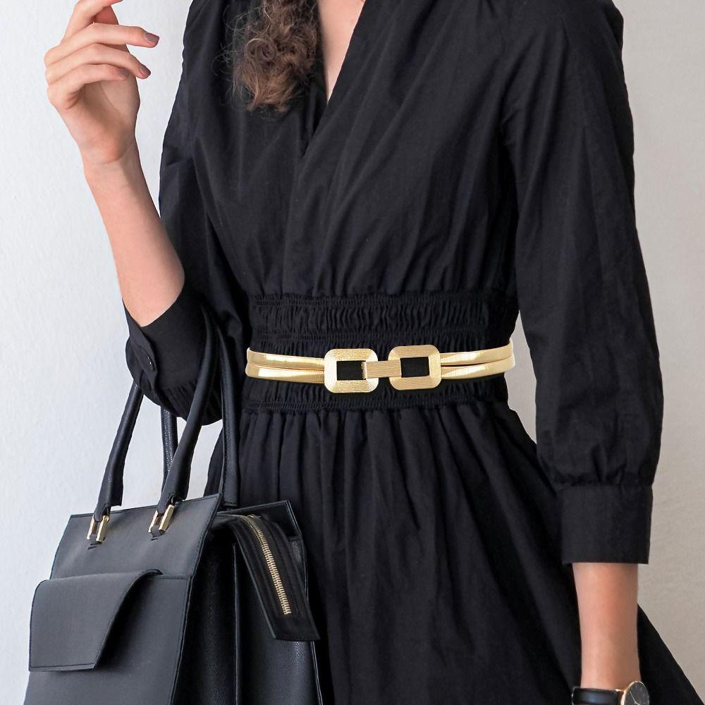 Thắt Lưng Co Giãn Phối Kim Loại Thanh Lịch Dành Cho Nữ