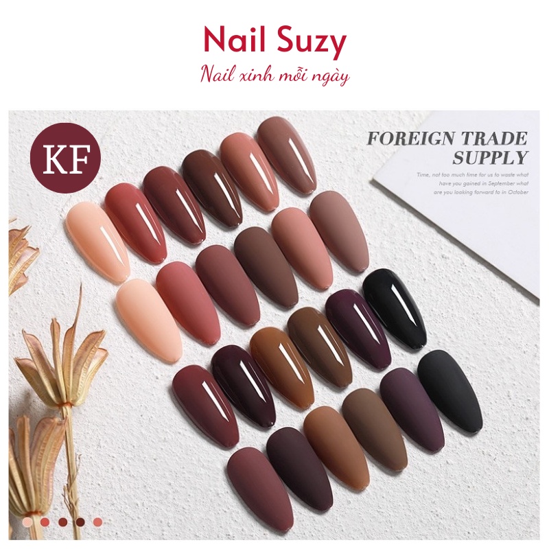 Sơn gel AS sơn nail sơn móng tay gel dùng máy hơ gel tone nâu cfe nâu tây nâu socola phụ kiện NAIL SUZY mã KF 15ml