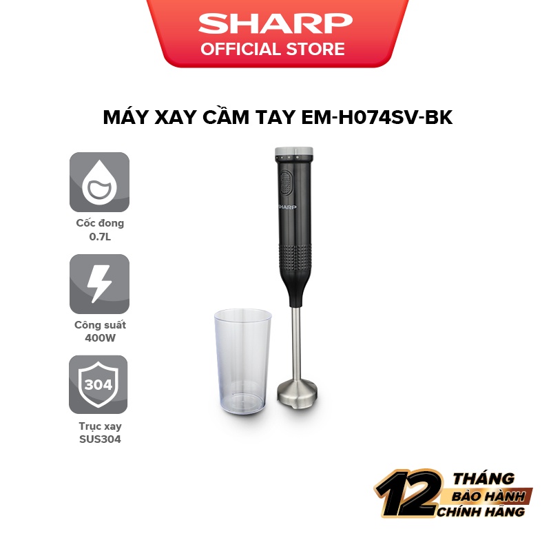  Máy Xay Cầm Tay Sharp EM-H074SV-BK 0.7L  BH 12 Tháng
