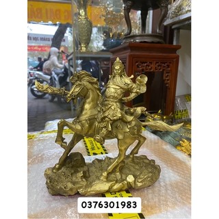 TƯỢNG QUAN CÔNG CƯỠI NGỰA BẰNG ĐỒNG NGUYÊN CHẤT CAO 22CM
