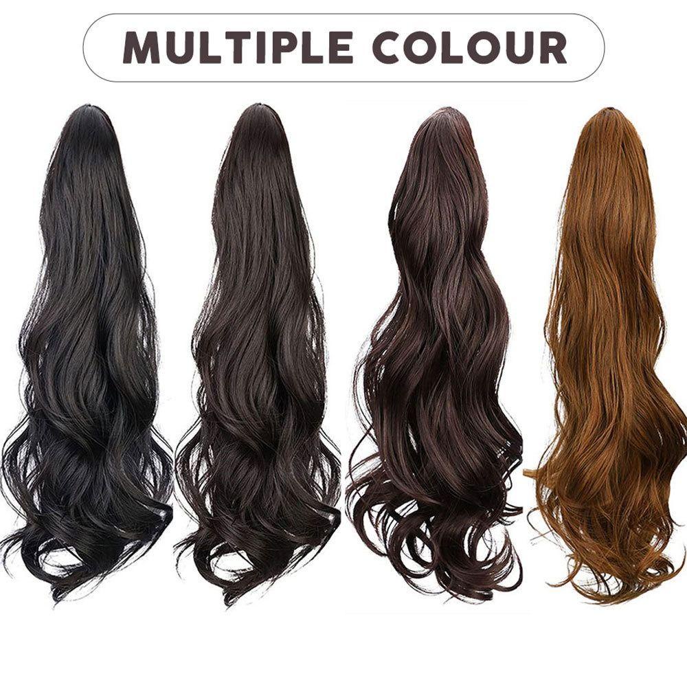 LOMBARD Tóc Giả Đuôi Ngựa Dài Gợn Sóng Màu Nâu / Đen Bằng Sợi Tổng Hợp Mềm Mạ