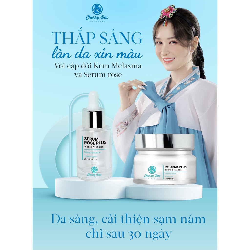 Bộ Kem Nám và Serum phục hồi ngăn ngừa và làm mờ nám Melasma Plus dưỡng trắng da xóa thâm nám tàn nhang