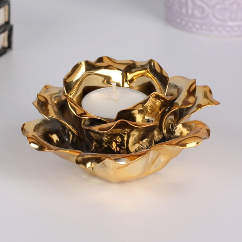 Giá Đỡ Nến Bằng Kim Loại Mạ Sắt Hình Hoa Sen Phong Cách Bắc Âu
