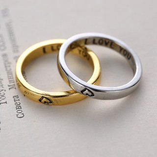 Nhẫn đôi in chữ i love you thời trang