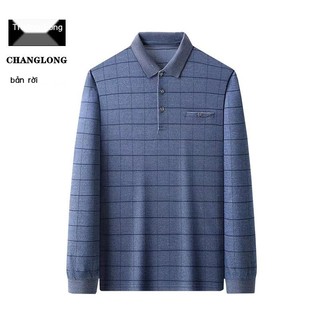 Áo phông dài tay ông bố thu đông, áo cotton cho người trung niên và người lớn tuổi