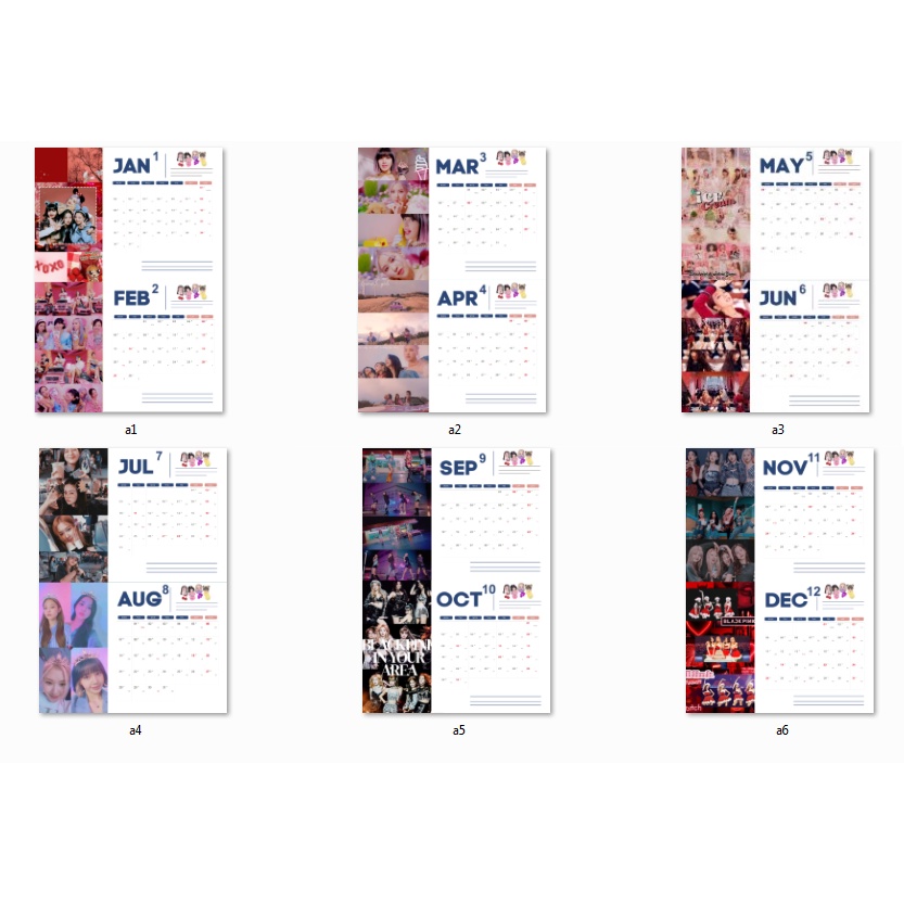 Lịch để bàn blackpink jennie lisa rose jisoo 2024 size lớn LB13a lịch hoạt hình dễ thương có ngày âm
