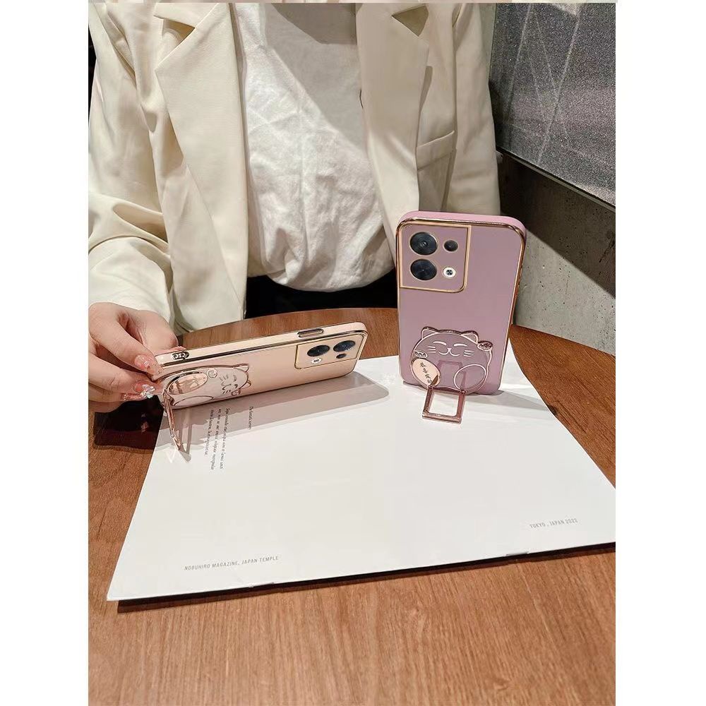 ốp lưng iphone 7 8 7Plus 8Plus 6 6S 6/6sPlu Ốp Điện Thoại Mạ Điện Hình Mèo May Mắn 3D Có Giá Đỡ Cho iphone 6 6sp 7 8 plus XR Xs Max 13 pro Max iPhone14 11 12