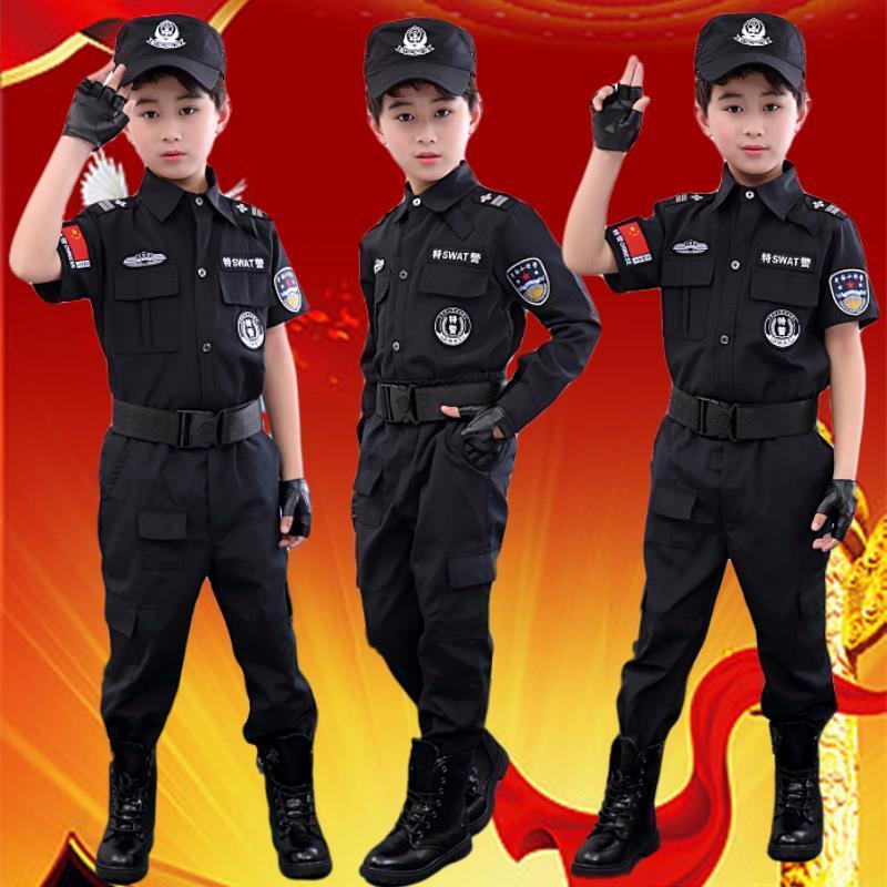 Bộ Đồ Hóa Trang Cảnh Sát Họa Tiết Rằn Ri Màu Đen Cá Tính Cho Bé Trai