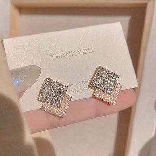 Bông tai hình thoi đính đá thời trang phong cách hàn quốc