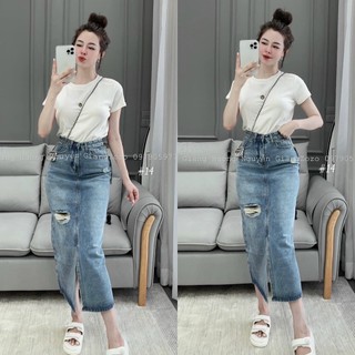 CHÂN VÁY JEANS (KÈM VIDEO HÌNH THẬT)