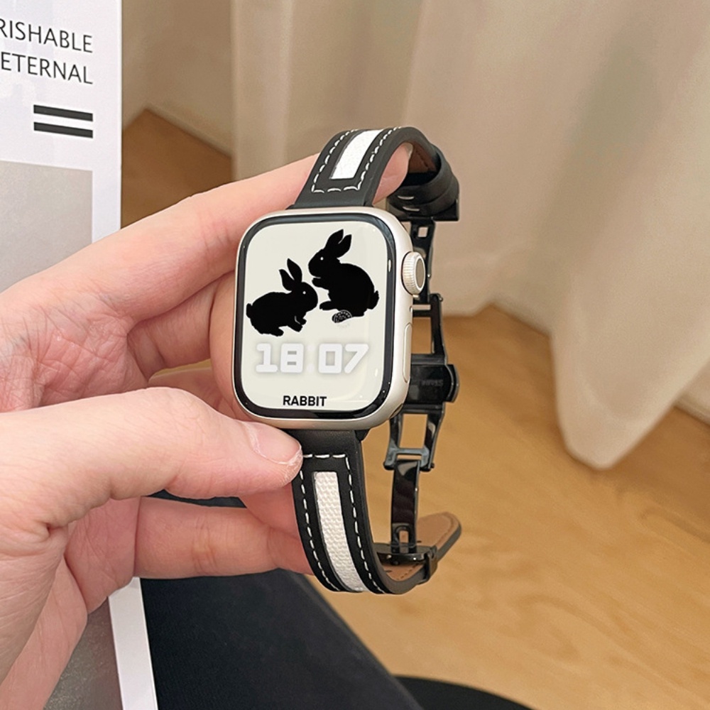 Dây Đeo Bằng Vải Canvas Phối Da Có Khóa Hình Bướm Dành Cho Iwatch Ultra 8 7  6 Se 5 4 3 49Mm 45Mm 41Mm | Shopee Việt Nam