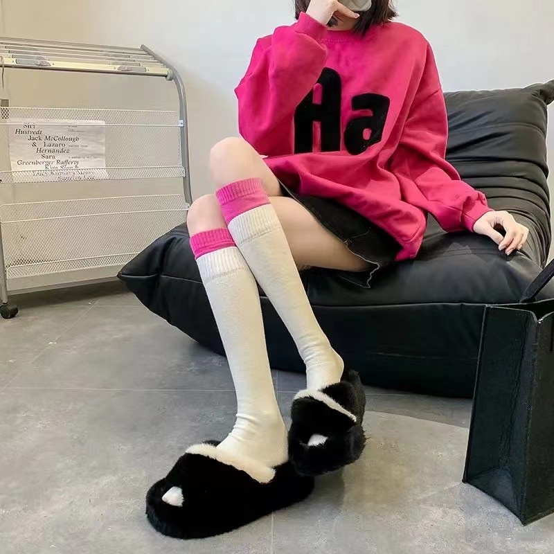 Đôi Vớ cotton Dài Đến Đầu Gối Màu Sắc Thời Trang Dành Cho Nữ