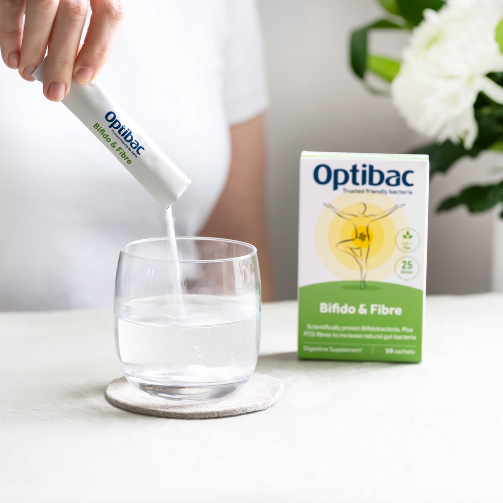 Men vi sinh Optibac Probiotics Bifido & Fibre, giảm táo bón và tăng chất xơ Hộp 10 gói