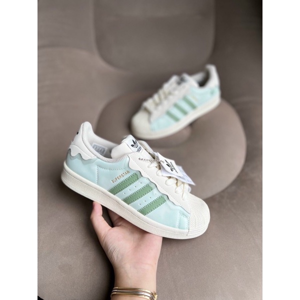 Giày sneaker adidas superstar màu kem, Giầy adidas superstar màu hồng , xanh Ngọc nam nữ đủ size hàng cao cấp