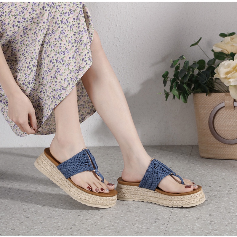 Giày Sandal Đế Dày Chống Trượt Phong Cách Roman Size 41-42 Cho Nữ