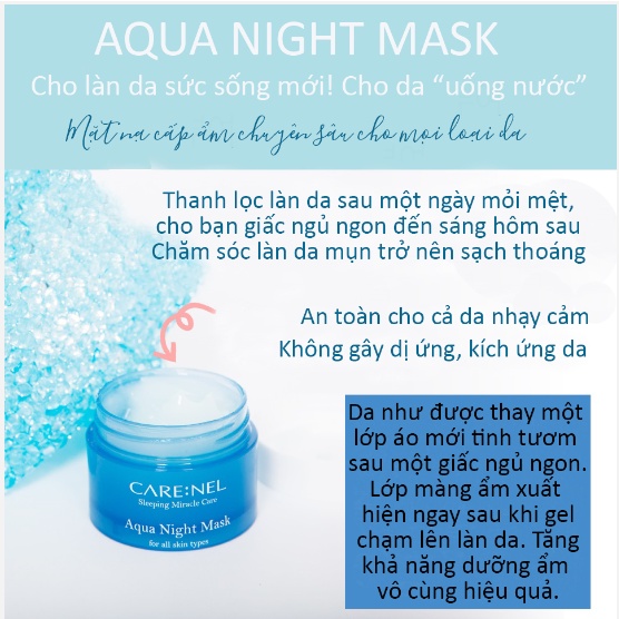 [Mini 15ml] Mặt Nạ Ngủ Giúp Cấp Ẩm, Làm Dịu Da, Ngăn Ngừa Lão Hóa Carenel Aqua Night Mask