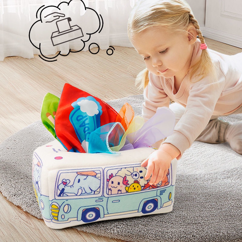 Hộp Đựng Khăn Giấy Bằng Vải Mềm Cho Bé 0-12 Tháng Tuổi Mới